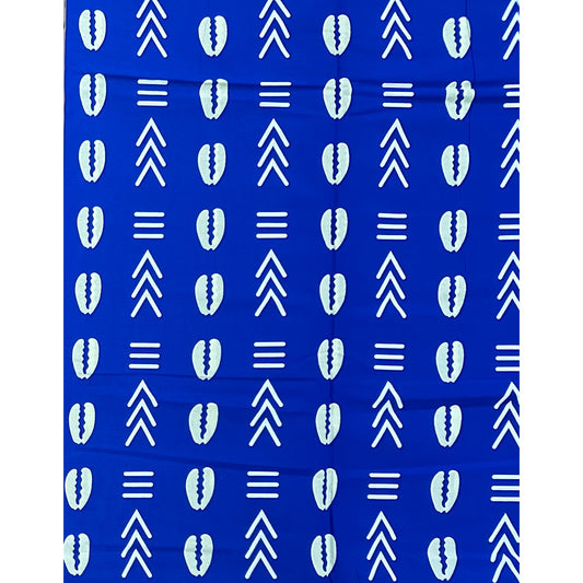 African Print Fabric/ Ankara - Blue, White 'Ancestral Ties', Per Yard or Wholesale