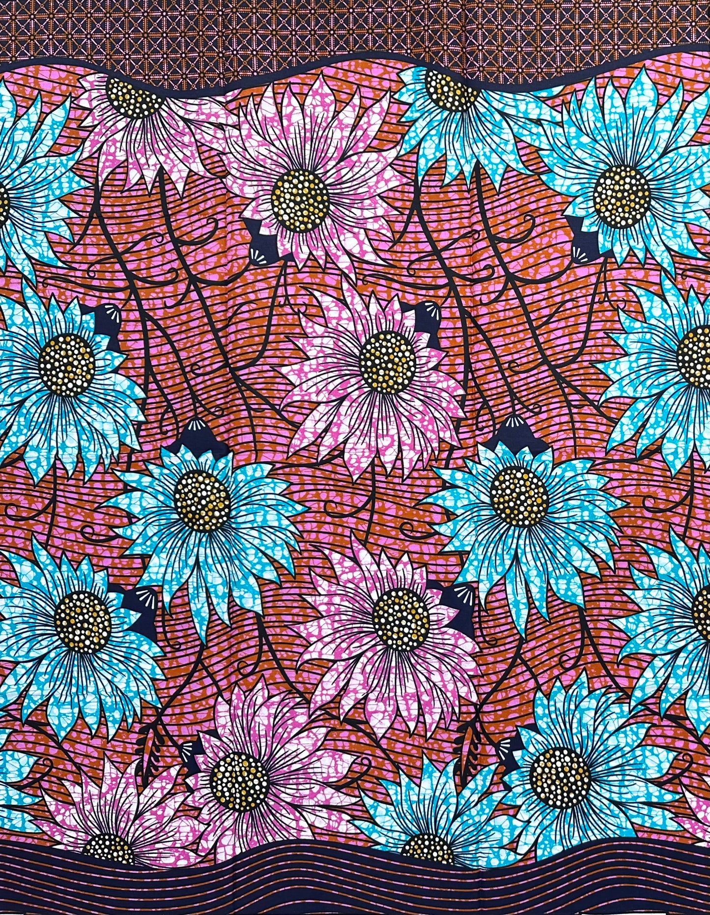 African Print Fabric/ Ankara - Purple, Blue, Brown ‘Guest of Honor' Design, 1 YARD