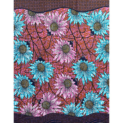 African Print Fabric/ Ankara - Purple, Blue, Brown ‘Guest of Honor' Design, 1 YARD