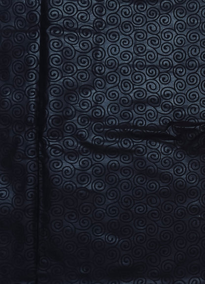 African Print Fabric/ Ankara - Solid Black, Embossed “Obsidian Swirl” Per Yard or Wholesale