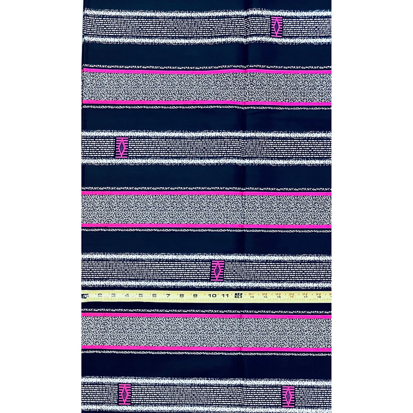African Print Fabric/ Ankara - Black, White, Pink 'Soft Static' Design, YARD or WHOLESALE