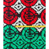 African Print Fabric/ Ankara - Red, Green, Black 'Riziki, Riziki' Design, YARD or WHOLESALE