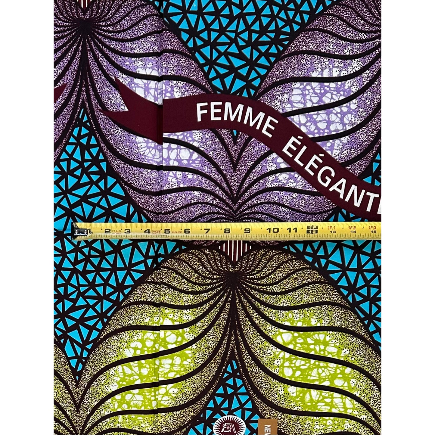 African Print Fabric/Ankara - Green, Purple, Blue, Brown "Femme de Valeur" Design