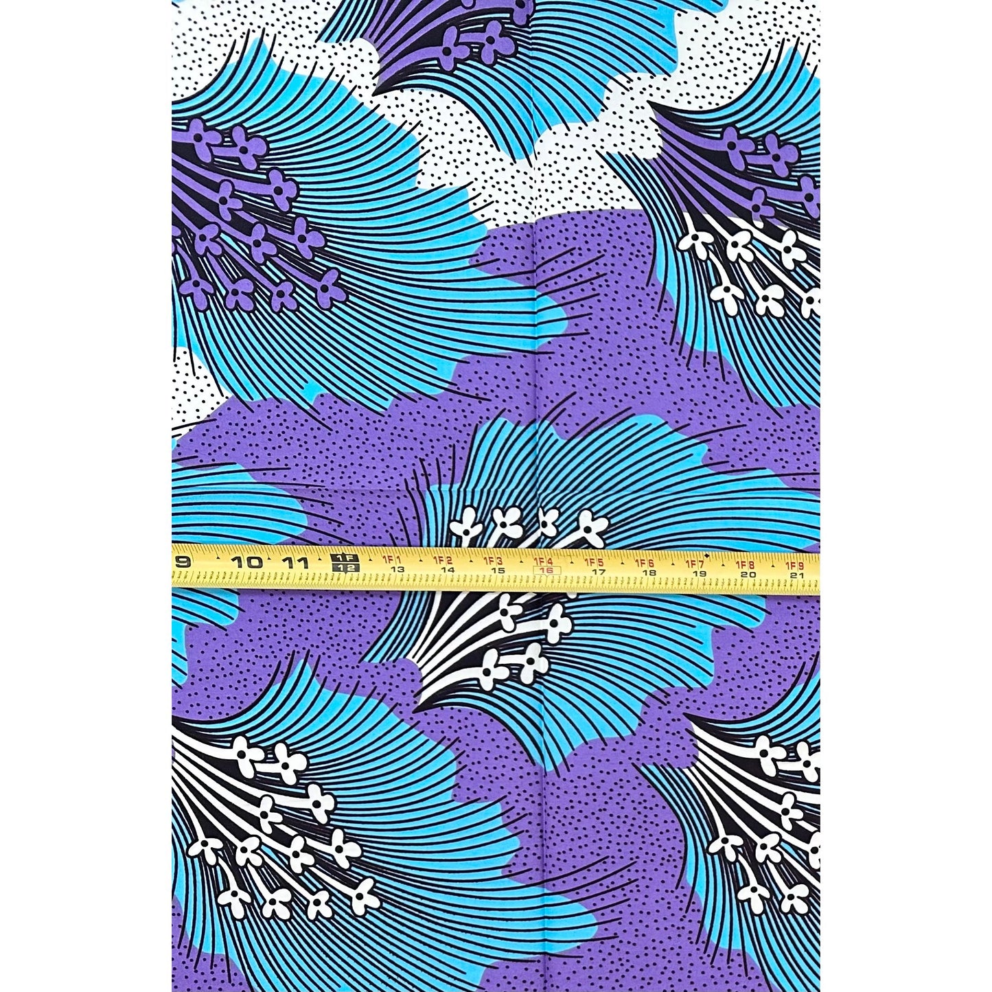 African Print Fabric/ Ankara - Purple, Blue, Brown, Off-White "The Necessary Things", 1 Yard