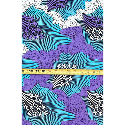 African Print Fabric/ Ankara - Purple, Blue, Brown, Off-White "The Necessary Things", 1 Yard