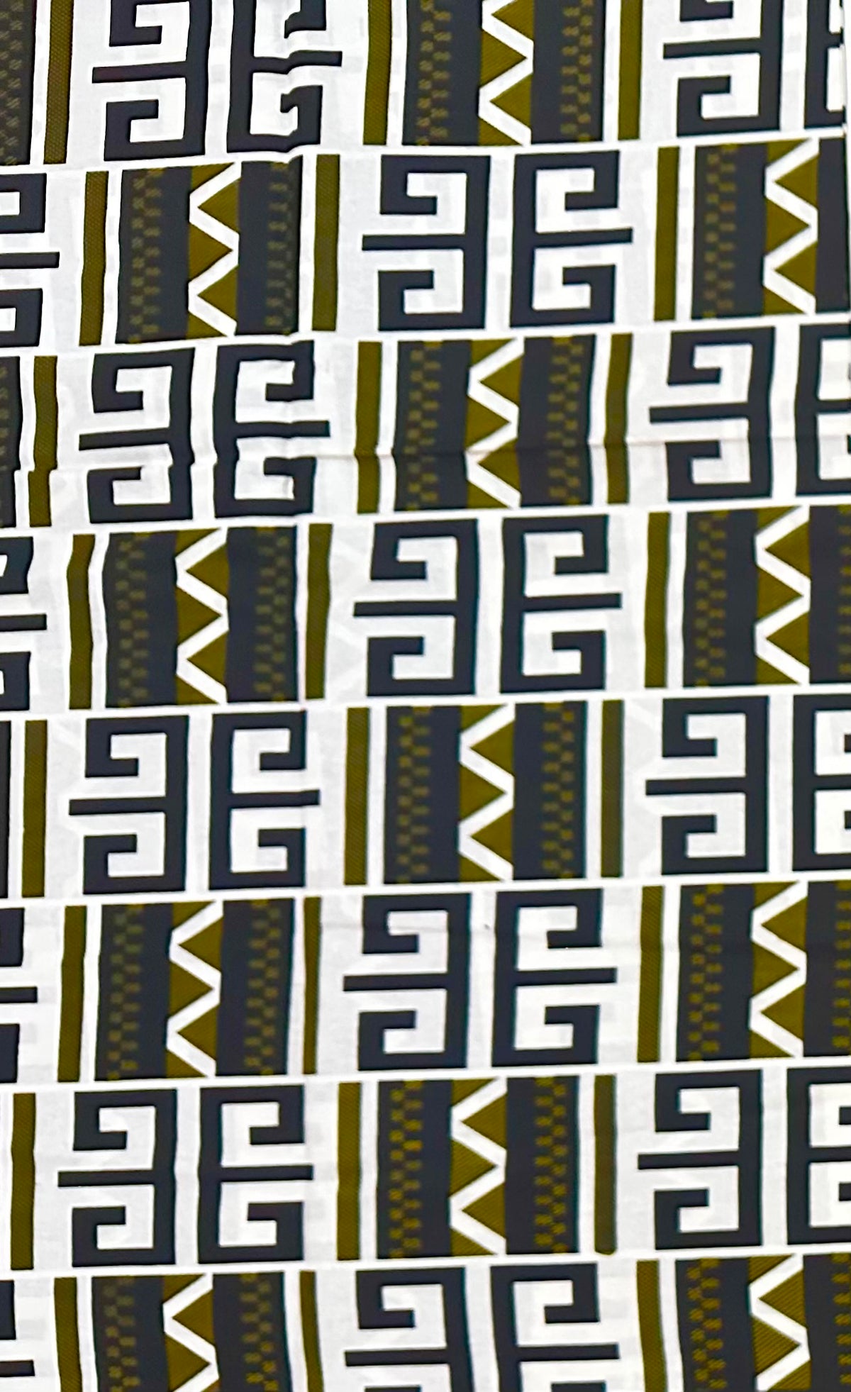 African Print Fabric/ Ankara - Green, White, Black 'Inheritance Lines' Design, YARD or WHOLESALE
