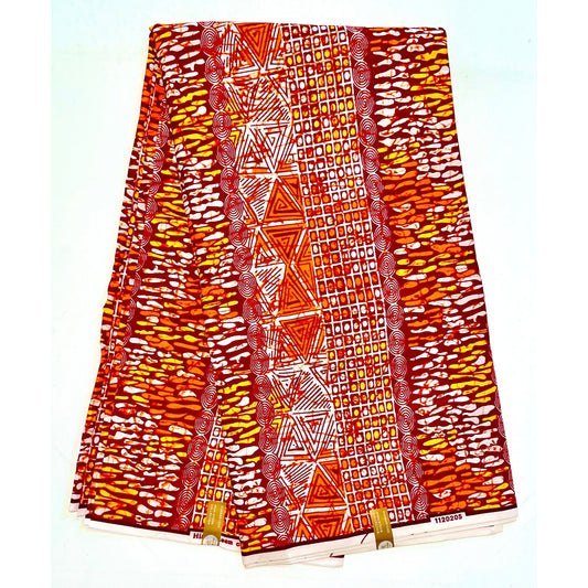African Print Fabric/ Ankara - Orange, Brown, Beige 'Ceylon’, YARD or WHOLESALE