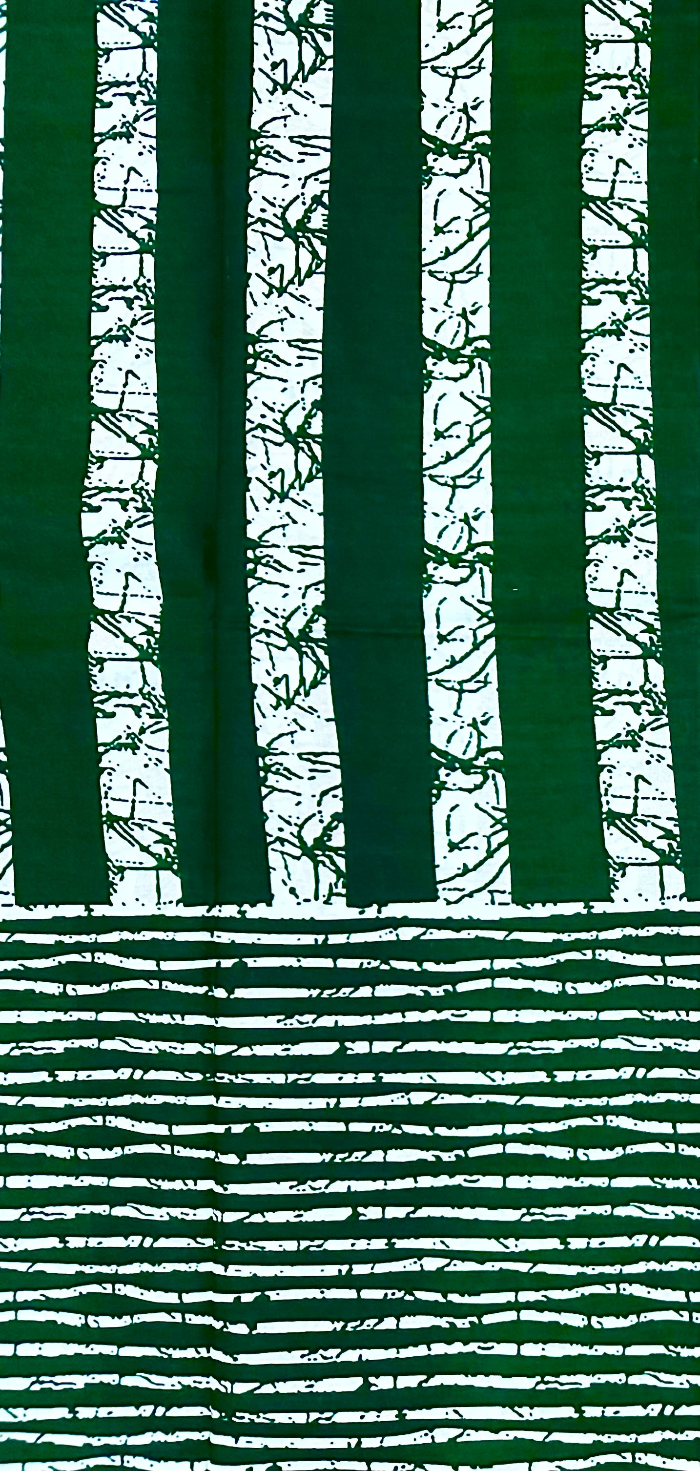 African Print Fabric/ Ankara - Green, White 'Iroko Lineage ' Design, YARD or WHOLESALE