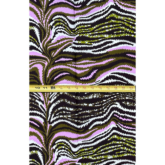 African Print Fabric/ Ankara - Pink, Green, Brown ‘Disrupt the Room' Design, YARD