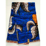 African Print Fabric/Ankara - Blue, Orange, Brown "Idriss" Design, YARD or WHOLESALE