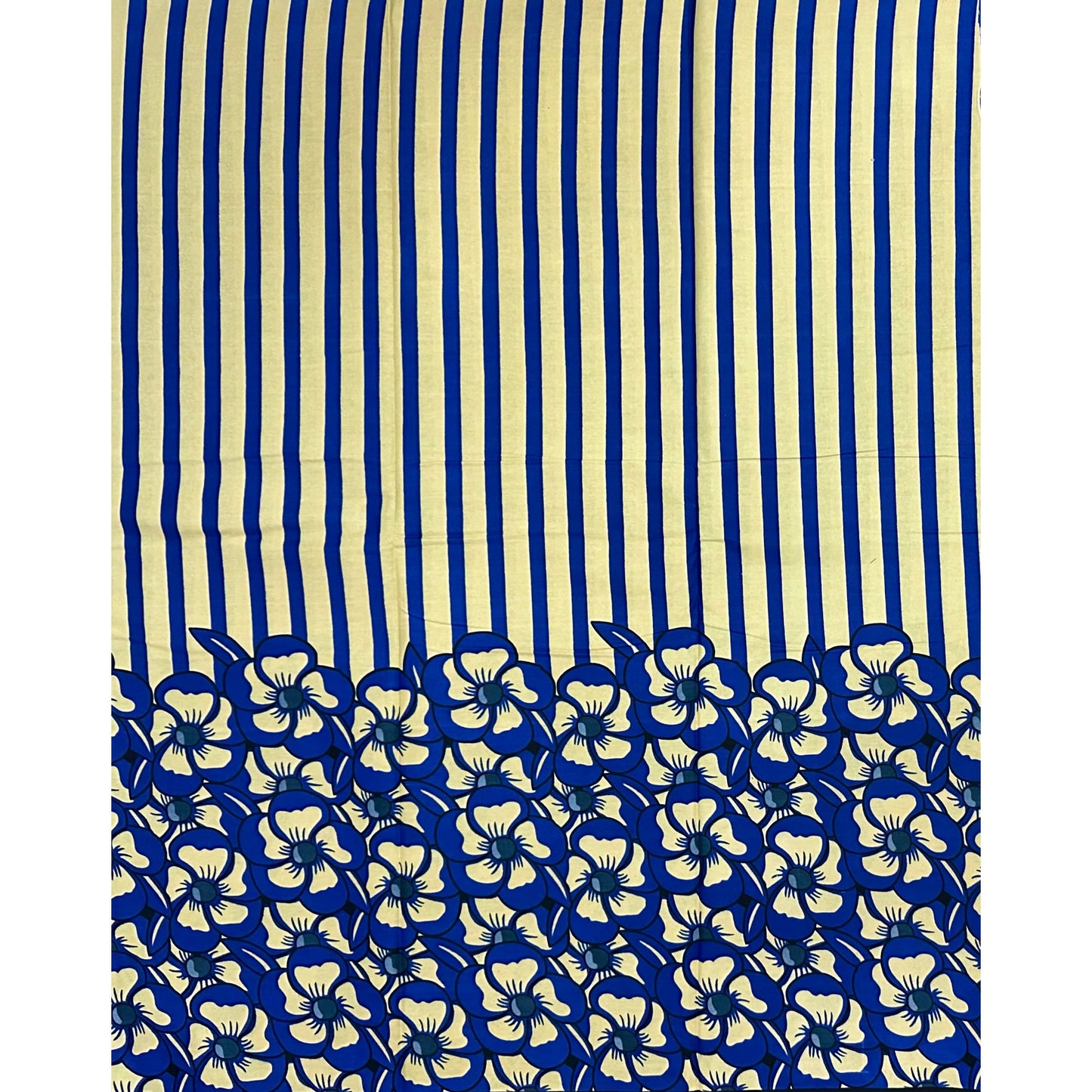 African Print Fabric/ Ankara - Blue, Beige 'Sunday Social' Design, Yard or Wholesale