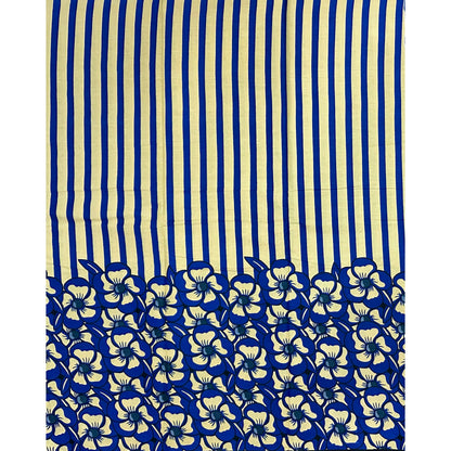 African Print Fabric/ Ankara - Blue, Beige 'Sunday Social' Design, Yard or Wholesale
