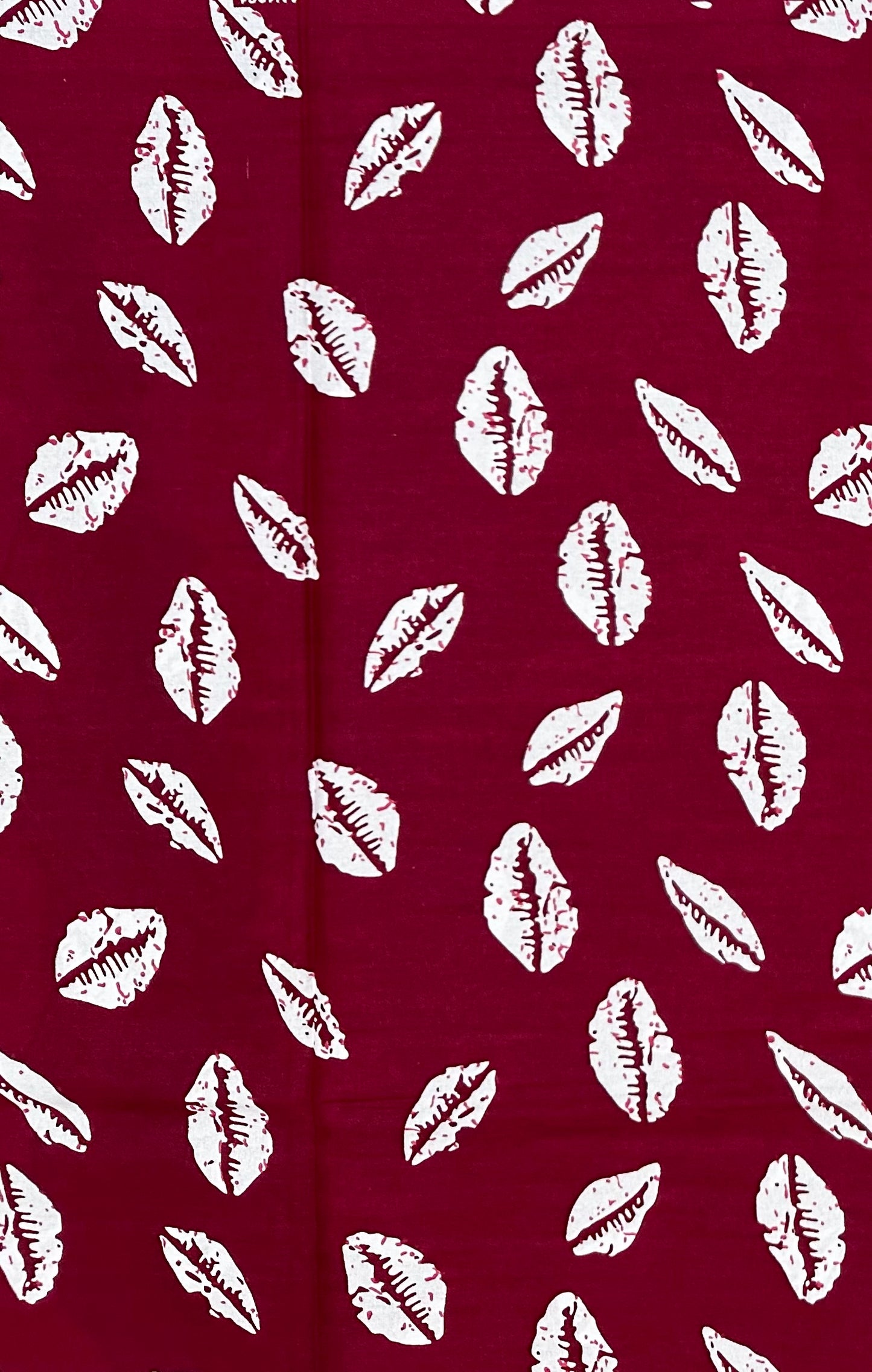 African Print Fabric/ Ankara - Dark Red, White 'Worth Something' Design, YARD or WHOLESALE
