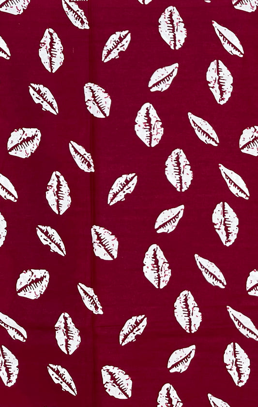 African Print Fabric/ Ankara - Dark Red, White 'Worth Something' Design, YARD or WHOLESALE