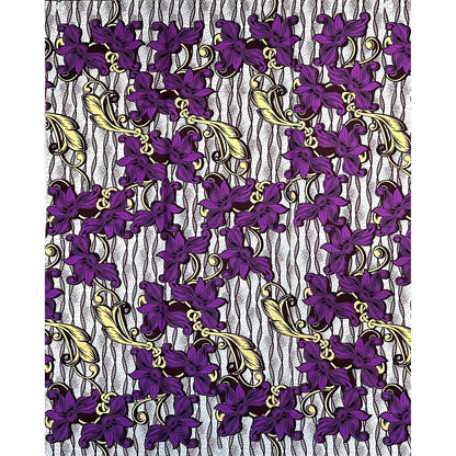 African Print Fabric/ Ankara - Purple, Brown, Off-White "A Mother’s Path", 1 Yard