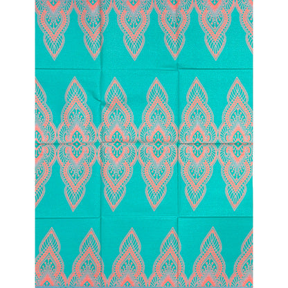 African Print Fabric/ Ankara - Turquoise, Coral 'Homage to Calabar', 1 YARD