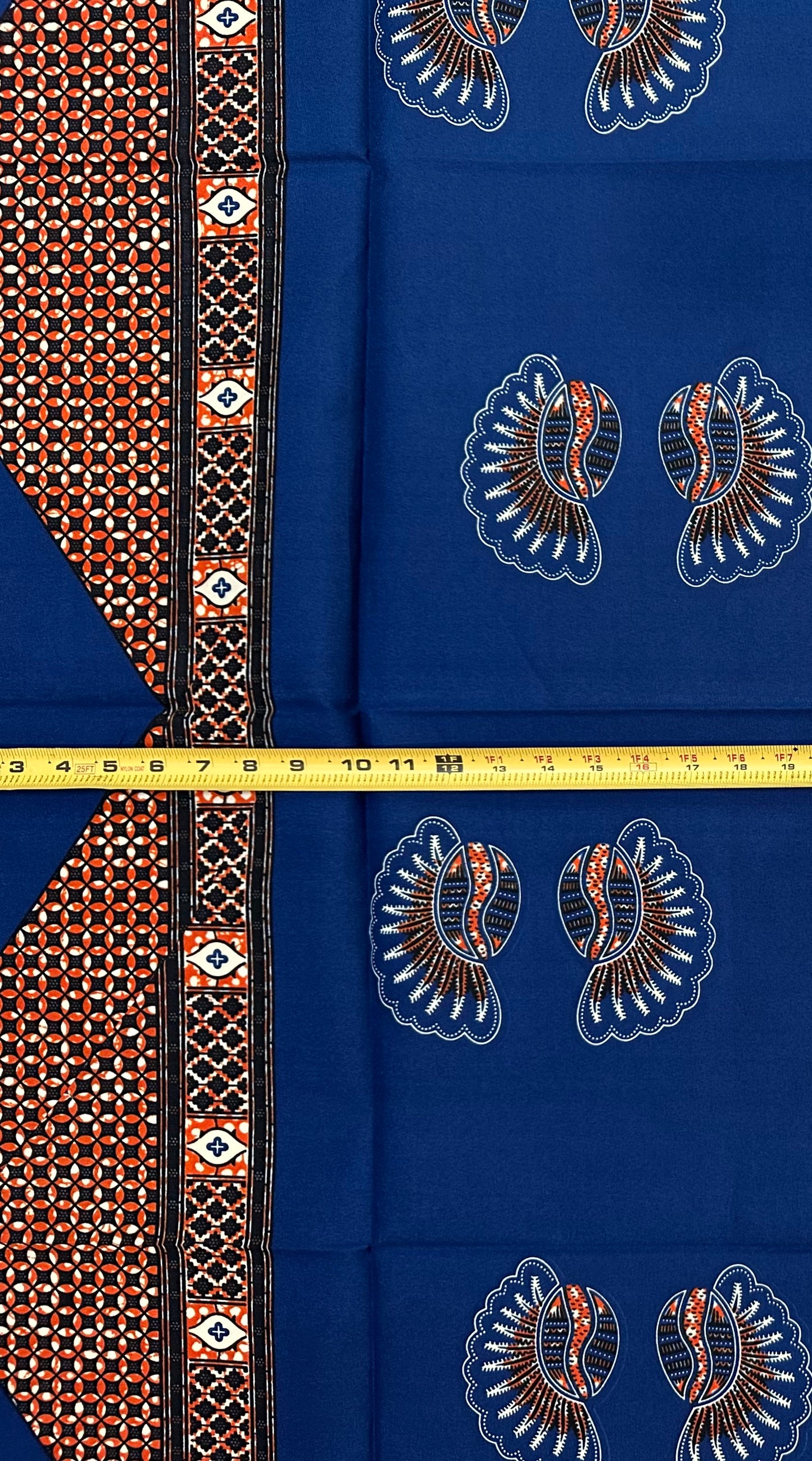 African Print Fabric/ Ankara - Blue, Brown "Calabash Chief", YARD or WHOLESALE