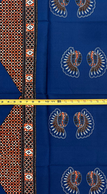African Print Fabric/ Ankara - Blue, Brown "Calabash Chief", YARD or WHOLESALE