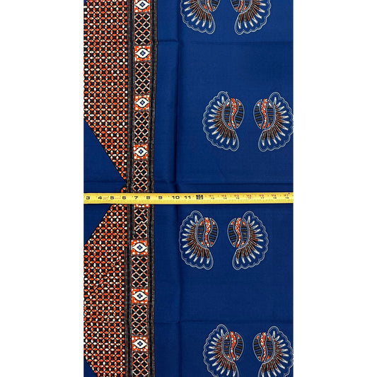 African Print Fabric/ Ankara - Blue, Brown "Calabash Chief", YARD or WHOLESALE