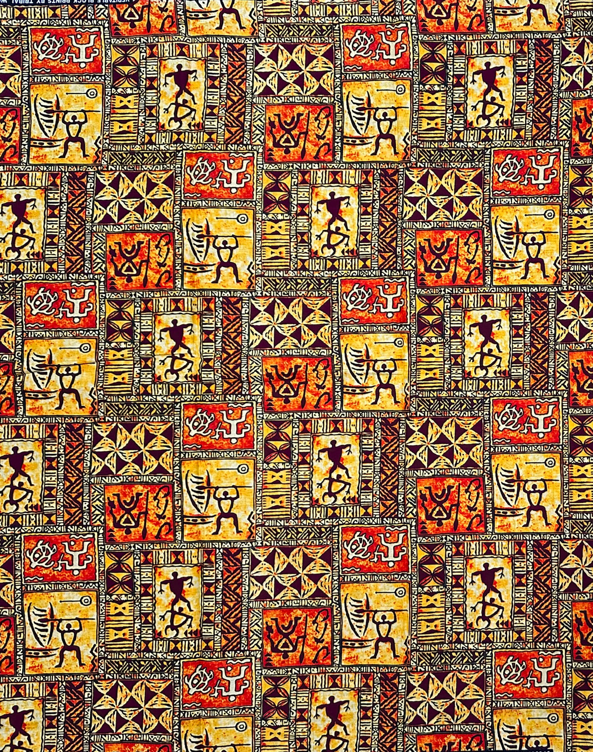 African Print Fabric/ Ankara - Orange, Brown 'The Story Wall', YARD OR WHOLESALE