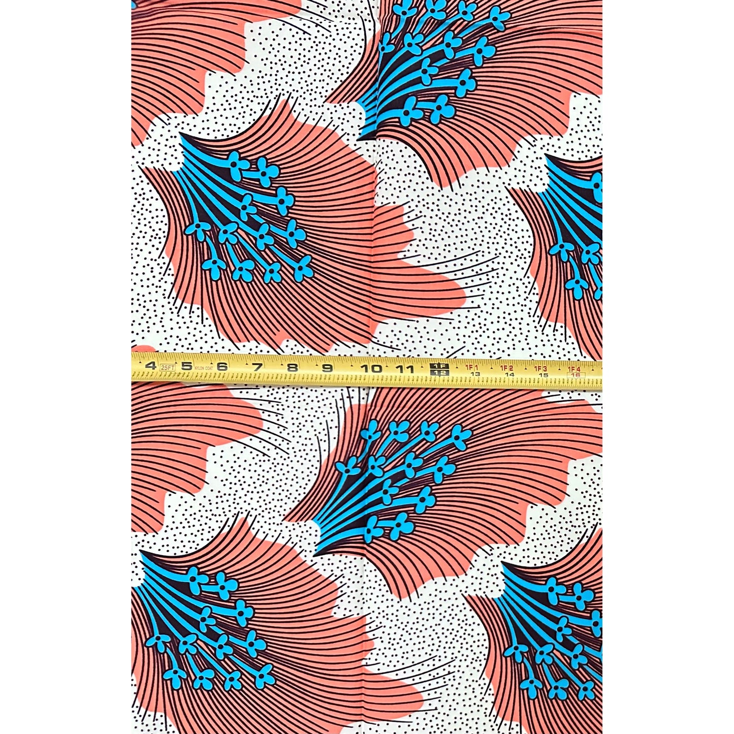 African Print Fabric/ Ankara - Pink, Blue, Brown, Off-White "Favorite Things", 1 Yard