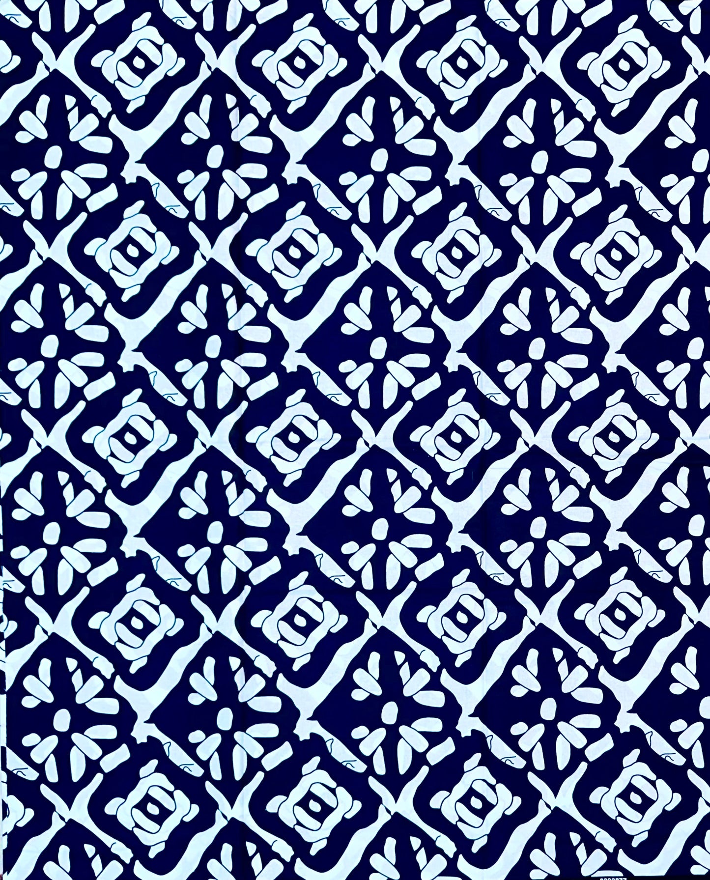 African Print Fabric/ Ankara - Navy, White 'Level Don Change' Design, YARD or WHOLESALE