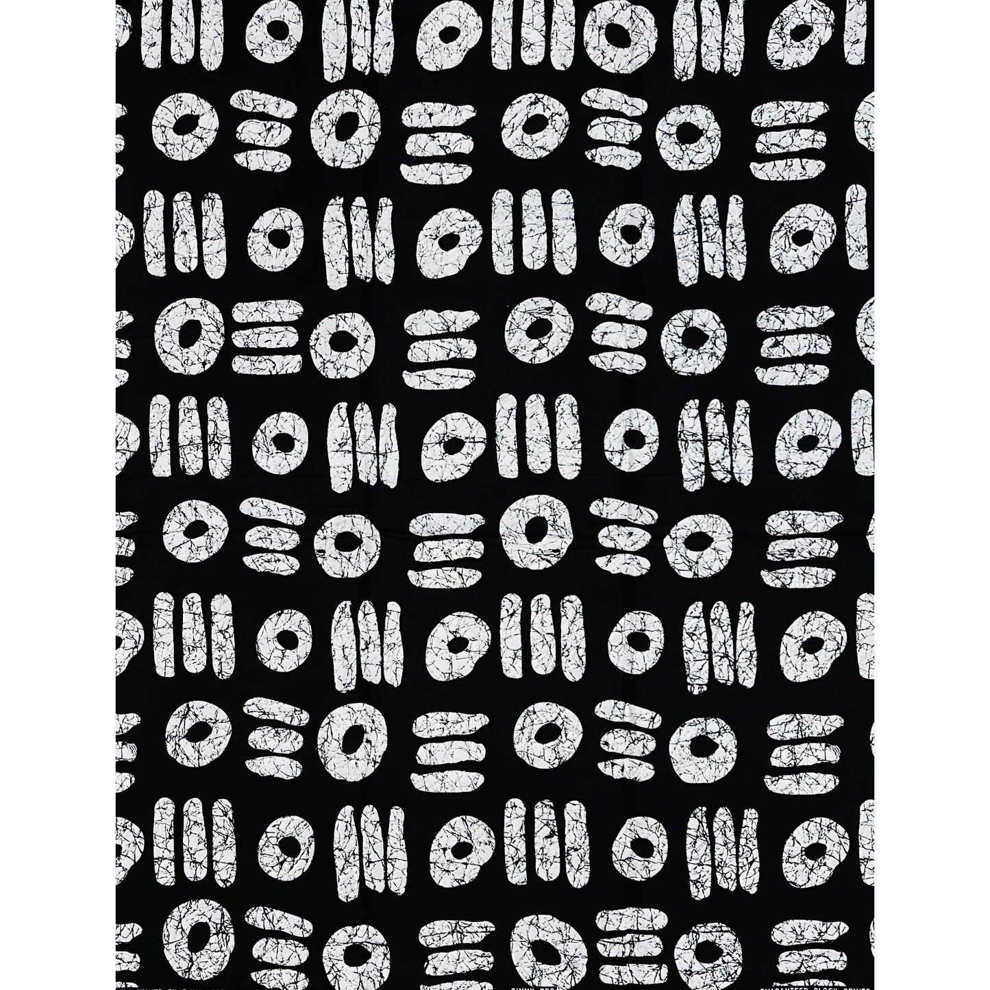 African Print Fabric/ Ankara - Black, White 'Ebon Pulse’, YARD or WHOLESALE