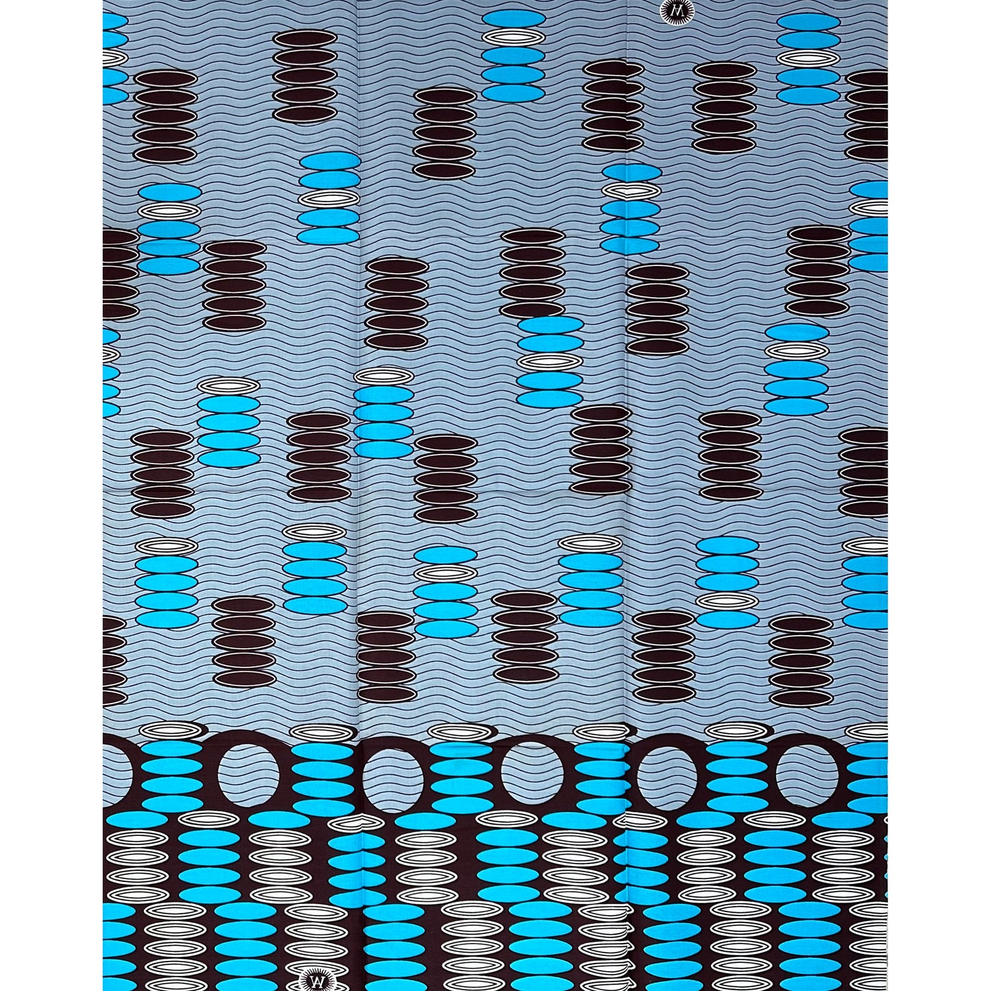 African Print Fabric/ Ankara - Pink, Gray, Blue, Brown 'Counting Rain', 1 YARD