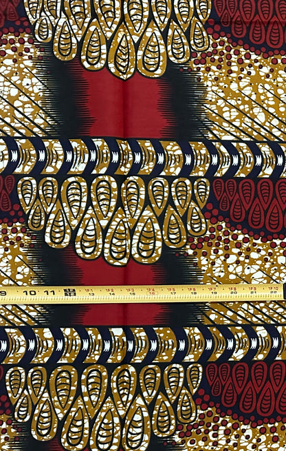 African Print Fabric/ Ankara - Brown, Rust 'Legacy in Layers', 1 YARD