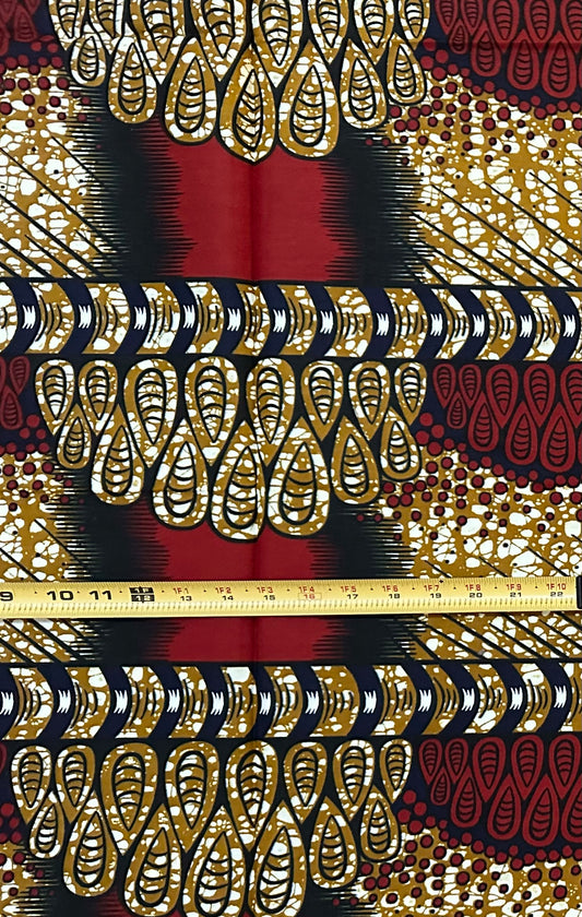 African Print Fabric/ Ankara - Brown, Rust 'Legacy in Layers', 1 YARD