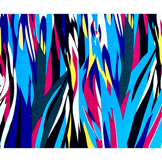 African Print Fabric/ Ankara - Blue, Magenta, Black, Beige 'Hot Pass Pepper' Design, YARD or WHOLESALE