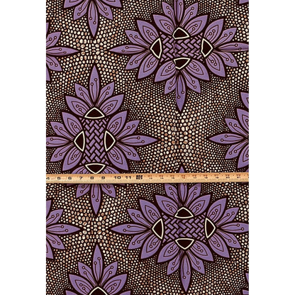 African Print Fabric/Ankara - Purple, Brown "Lavender Code" Design