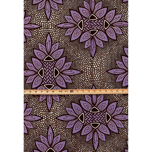 African Print Fabric/Ankara - Purple, Brown "Lavender Code" Design