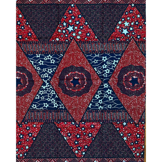 African Print Fabric/ Ankara - Brown, Navy 'Under The Same Sky,’ YARD