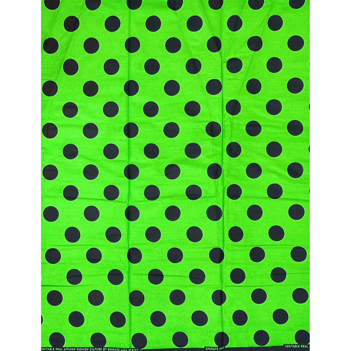 African Print Fabric/ Ankara - Green, Black 'Dottie' Design, YARD or WHOLESALE