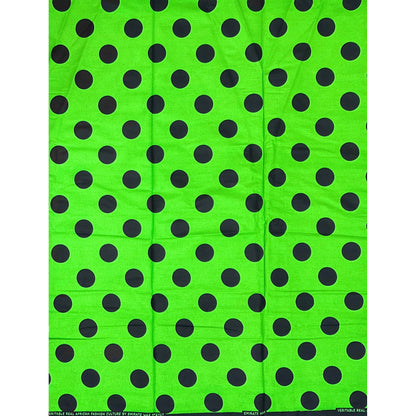 African Print Fabric/ Ankara - Green, Black 'Dottie' Design, YARD or WHOLESALE