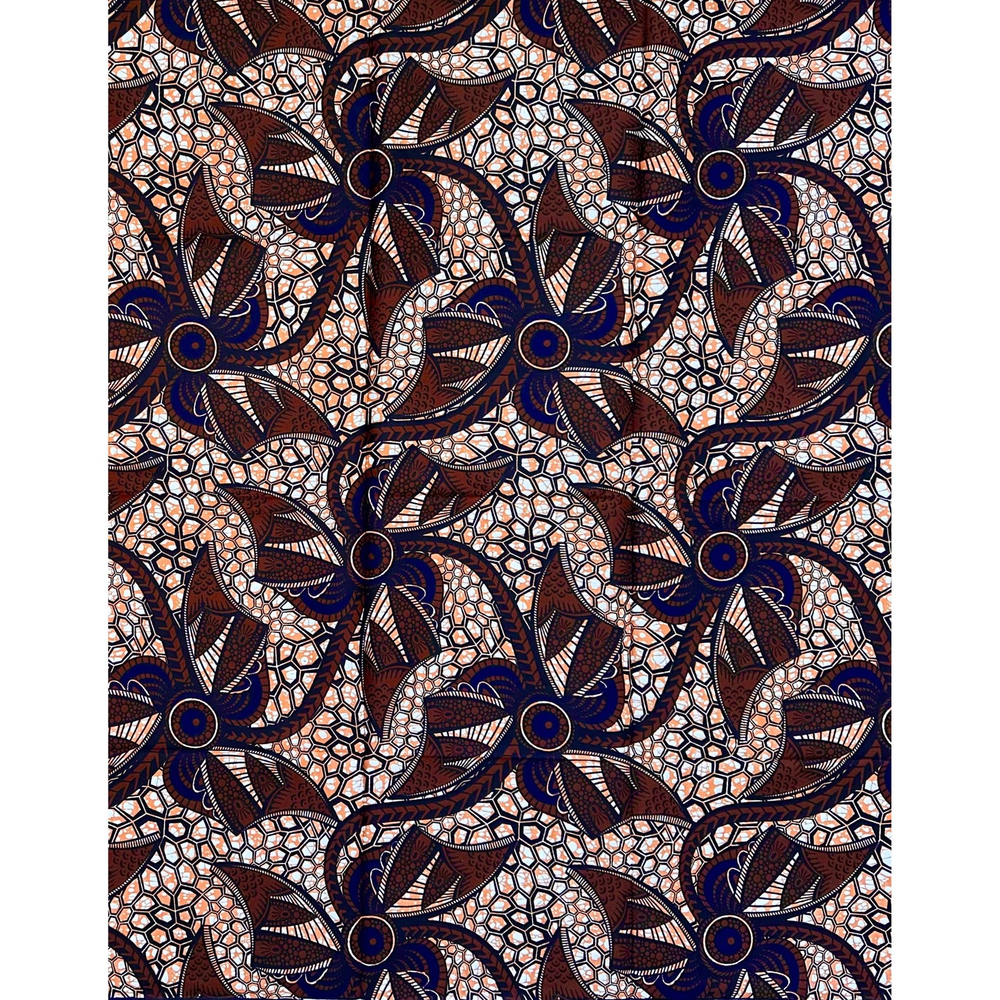 African Print Fabric/Ankara - Shades of Brown "Calculated Beauty" Design, 1 Yard