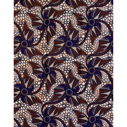 African Print Fabric/Ankara - Shades of Brown "Calculated Beauty" Design, 1 Yard