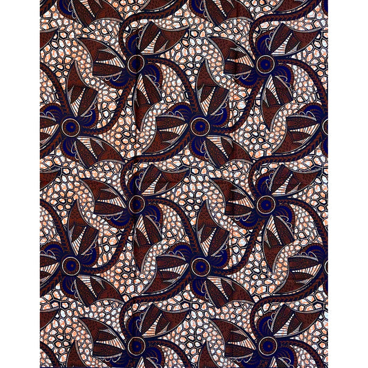 African Print Fabric/Ankara - Shades of Brown "Calculated Beauty" Design, 1 Yard