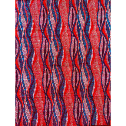 African Fabric/ Ankara - Shades of Red, White, Blue 'Mvuto,' Design, YARD or WHOLESALE