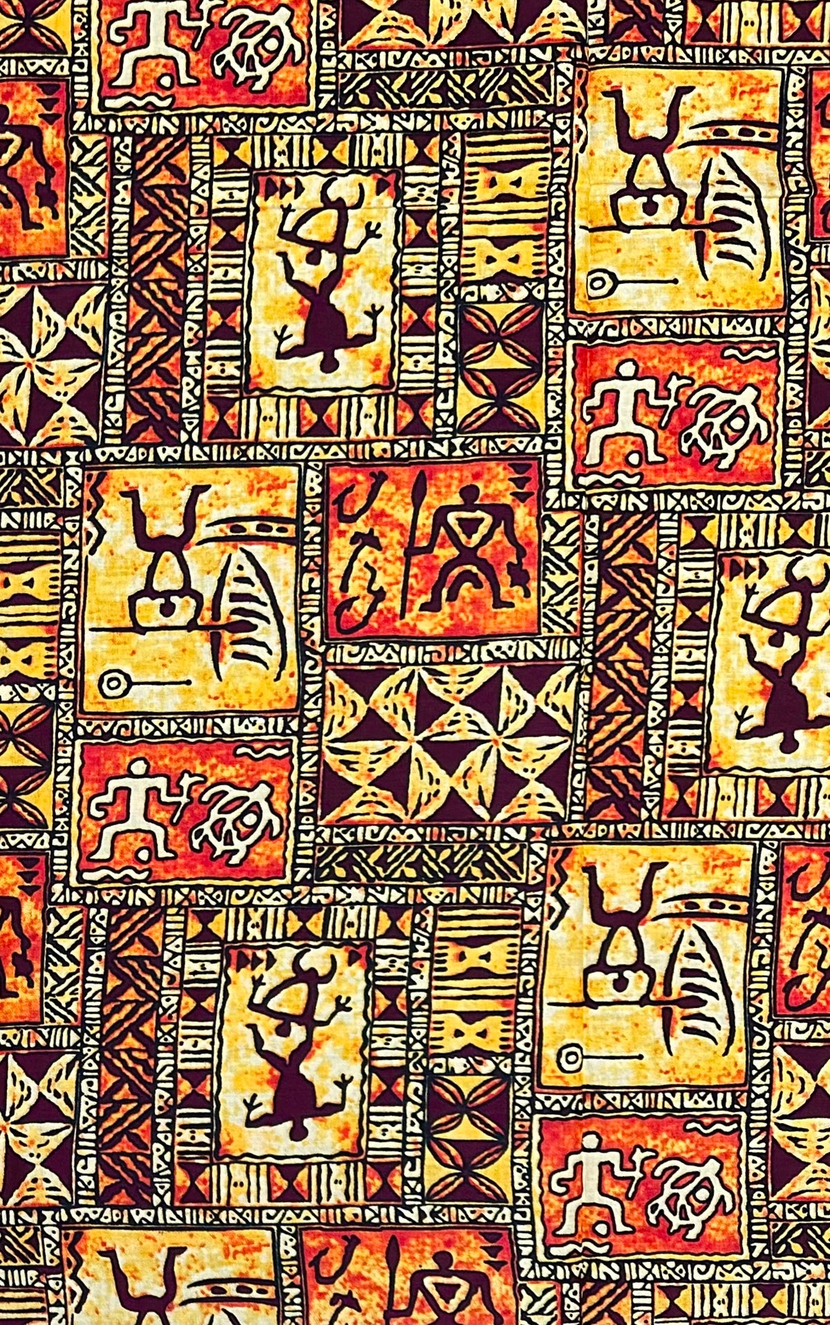 African Print Fabric/ Ankara - Orange, Brown 'The Story Wall', YARD OR WHOLESALE