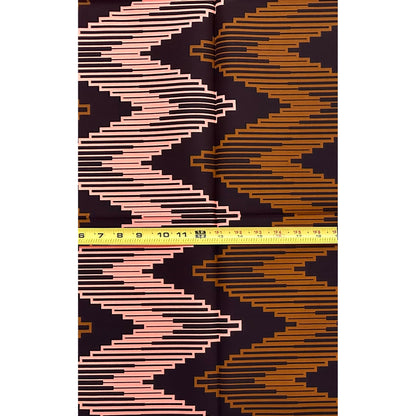 African Print Fabric/ Ankara - Pink, Brown "Stay the Course" Design, Yard