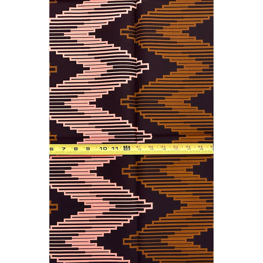 African Print Fabric/ Ankara - Pink, Brown "Stay the Course" Design, Yard