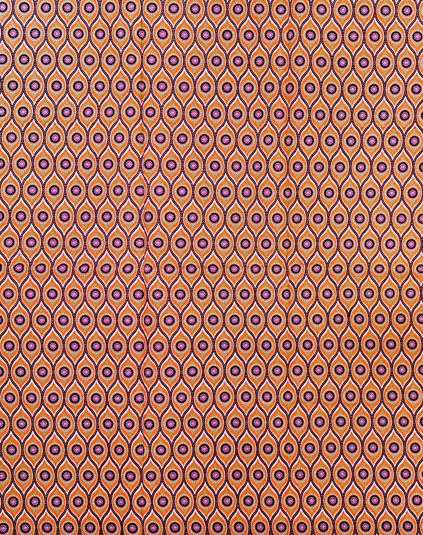 African Print Fabric/ Ankara - Orange, Brown, Pink 'The Wedding Favorite' Design, 1 Yard