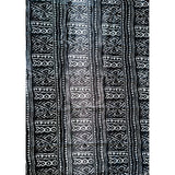 African Print, Satin Fabric - Black, White "Meroitic Chapter", Per Yard or Wholesale
