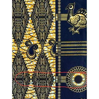 African Print Fabric/ Ankara - Blue, Marigold 'Guinea Fowl' FLAWED Design, YARD or WHOLESALE