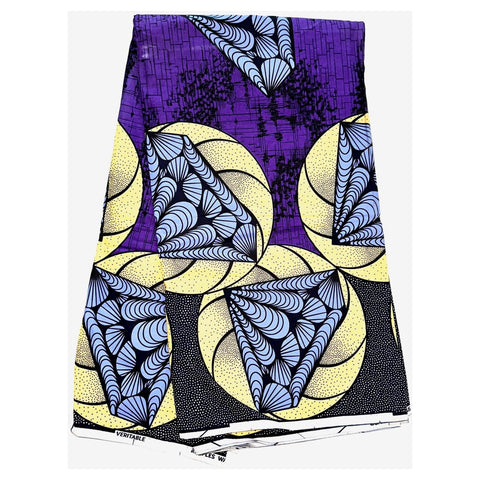 African Print Fabric/ Ankara - Blue, Purple, Beige "Brilliance"