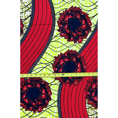 African Print Fabric/ Ankara - Brown, Red, Yellow 'Gist Queen', 1 YARD