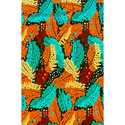 African Print Fabric/ Ankara - Orange, Yellow, Teal, Brown 'Black Soil Flame' Design, YARD or WHOLESALE