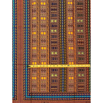 African Print Fabric/ Ankara - Orange, Yellow, Brown ‘Dashiki Crown Lines' Design, 1 YARD
